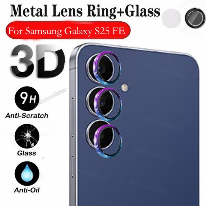 สําหรับ SamsungS25FE GalaxyS25FE อลูมิเนียมเลนส์กล้องกระจกนิรภัยสําหรับ Samsung Galaxy S25 FE ฝาครอบโลหะกล้องเลนส์ Protector แหวนหมวก