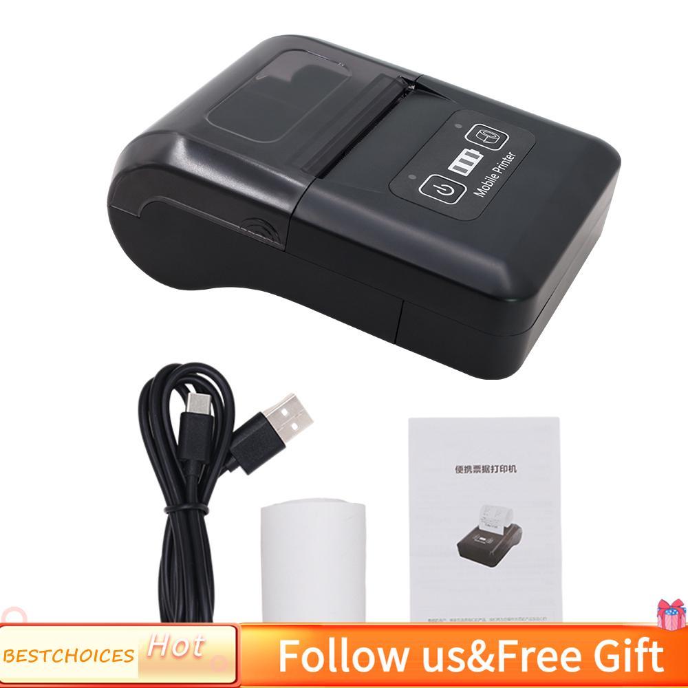 Bestchoices Bestchoices BISOFICE เครื่องพิมพ์ความร้อนขนาดเล็กแบบพกพา 58 มม. 2 นิ้วไร้สาย BT + USB ใบ
