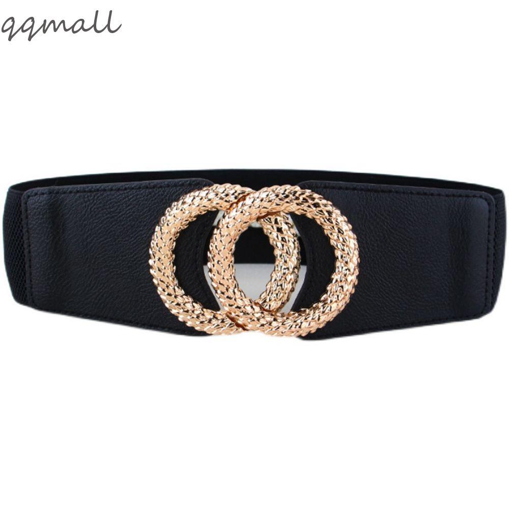 Qqmall สายรัดเอว หนัง PU ยืดหยุ่น ปรับได้ เข้ากับทุกการแต่งกาย สไตล์เกาหลีวินเทจ สําหรับผู้หญิง