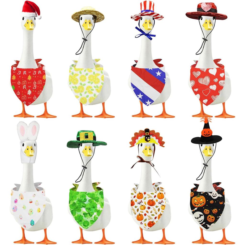 8 Set Holiday Porch Goose Set All Seasons St. Patrick Easter 4th of July Fall 4th of July Christmas 