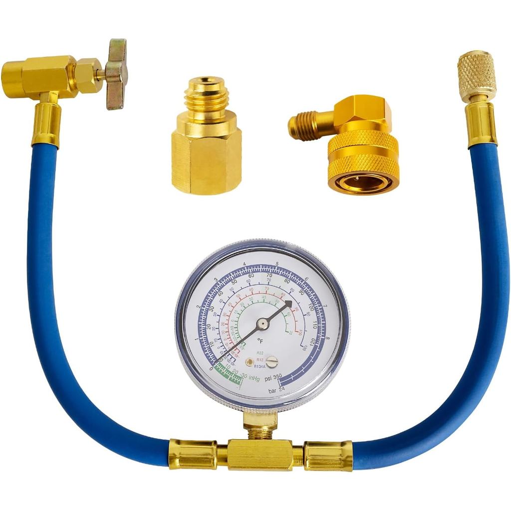 Belleone R134a Refrigerant Recharge Kit, AC Recharge ท่อชุดวัด, R134a Freon สามารถแตะ Rechargeing ท่