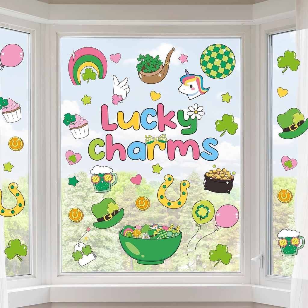 9 แผ่น เซนต์ ของตกแต่งวันคริสต์มาสแพทริค เซนต์. Patricks Charms หน้าต่าง Clings สติกเกอร์ Irish Sham