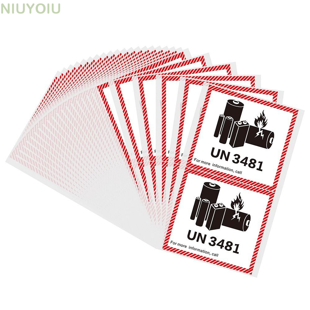 ป้ายแบตเตอรี่ลิเธียมขนส่ง NIUYOMY, แผ่นทองแดงกาวแบตเตอรี่ลิเธียมป้ายไฟ, UN3481 4.7 "x 4.3" สํานักงาน