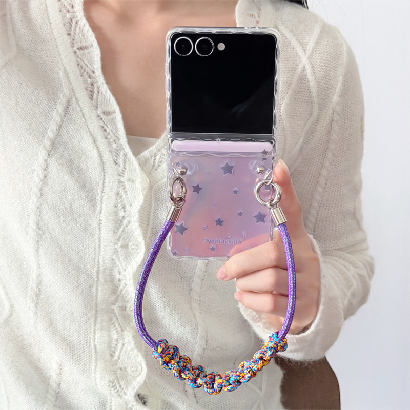 Purple Star Magnetic Central Axis Wave Design Lanyard เคสโทรศัพท์สําหรับ Samsung Galaxy Z Flip 7 Cov