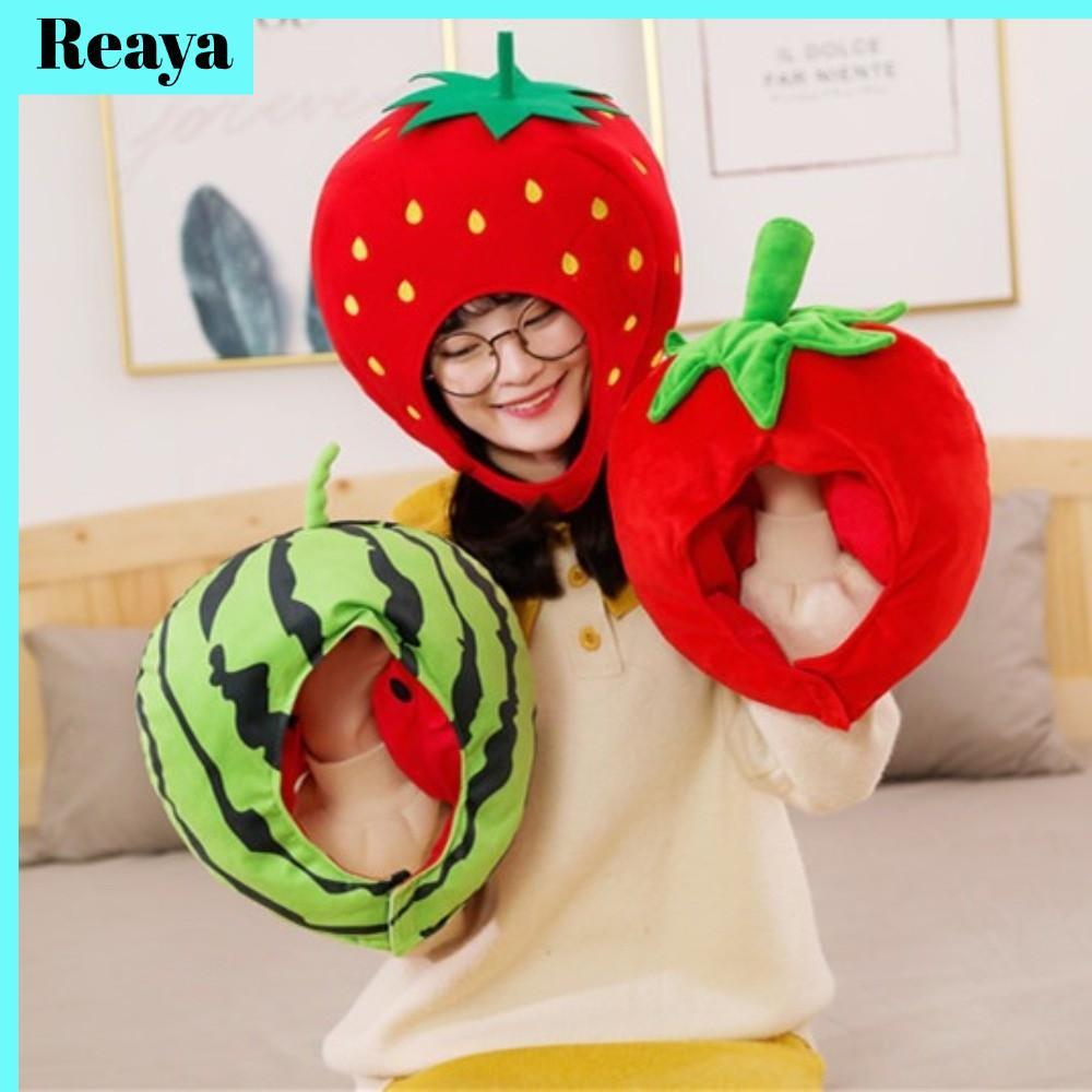 หมวกผลไม้สีส้ม REAYA ออกแบบเป็นการ์ตูน ปรับขนาดได้ พร้อมหมวกมะเขือเทศนุ่มๆ ใช้สำหรับคอสเพลย์