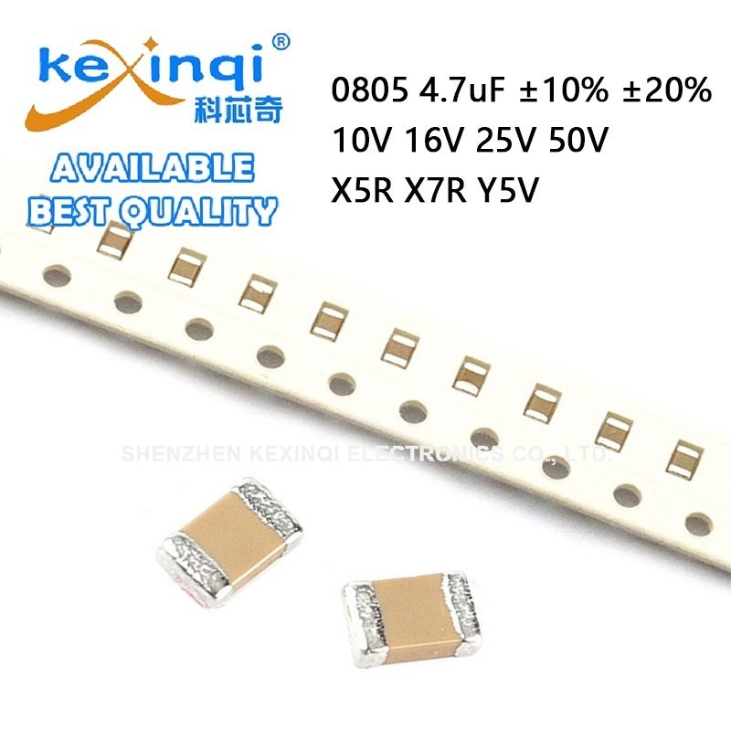 (20 ชิ้น) 0805 4.7uF ±10% ±20% 10V 16V 25V 50V X5R X7R Y5V SMD ชิป Multilayer ตัวเก็บประจุเซรามิก