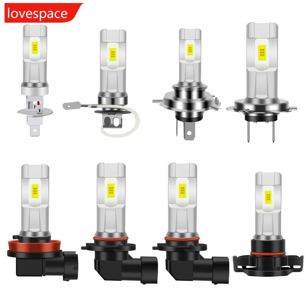 LOVESPACE 1PC 80W ไฟหน้ารถ H1 H3 H4 H7 H8/H11 9005 9006 H16 หลอดไฟ LED ไฟหน้า 1800LM CSP LED ชิปหลอด