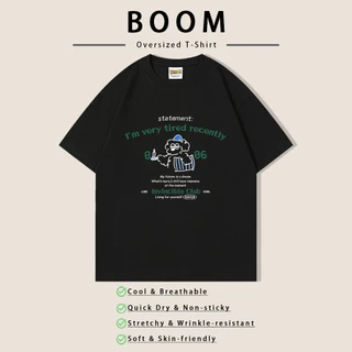 （จัดส่งตลอด 24 ชั่วโมง）BOOM SHOP ผ้าฝ้าย 100% เสื้อยืดคอกลมแขนสั้นหลวมสไตล์เกาหลีสำหรับผู้หญิง