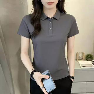 【จัดส่งจากกรุงเทพฯภายใน 24 ชั่วโมง】POLO[ผู้ชายสามารถสวมใส่ผู้หญิงสามารถสวมใส่] เสื้อโปโลสีดำสำหรับสตรี ลายสุนัขจิ้งจอกสี