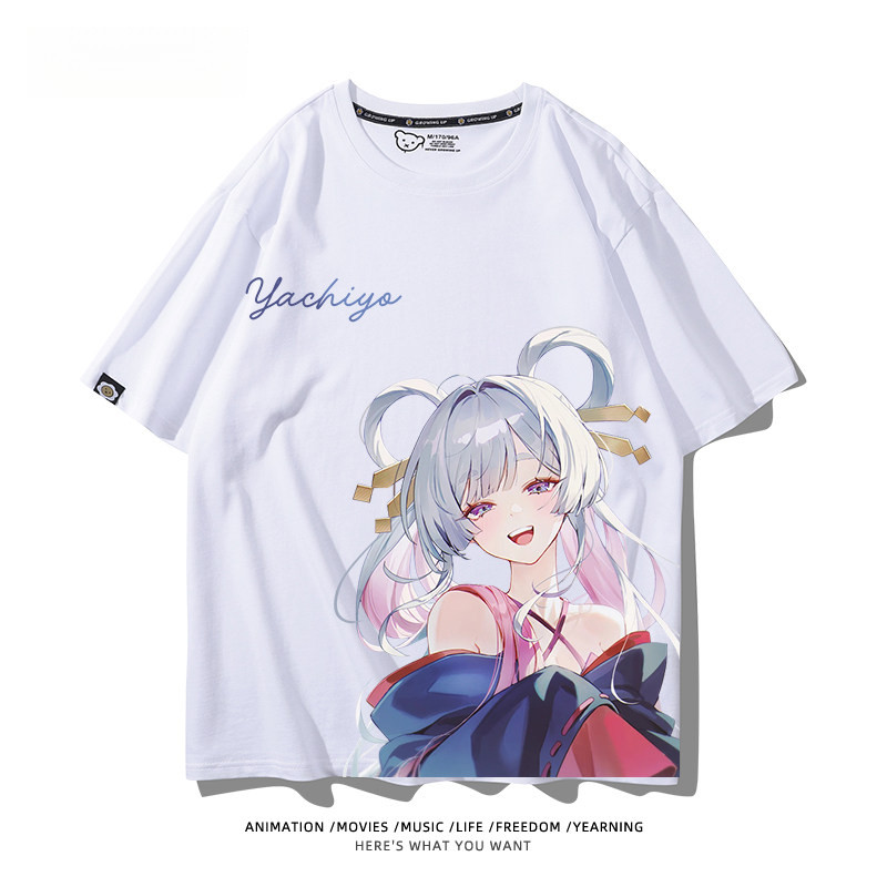 เสื้อยืดแขนสั้นสีขาวแบบหลวมจากอนิเมะ Macross Kaguya และ Tsukimi Yachiyo Sake