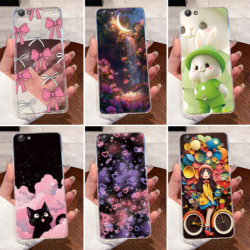 สําหรับ Vivo Y69 1714 กรณี Vivo Y71 Y71i Y71A 1801 1724 เคสโทรศัพท์ Clear tpu ซิลิโคนน่ารักรักกระต่ายรูปแบบฝาครอบป้องกัน Soft Shell