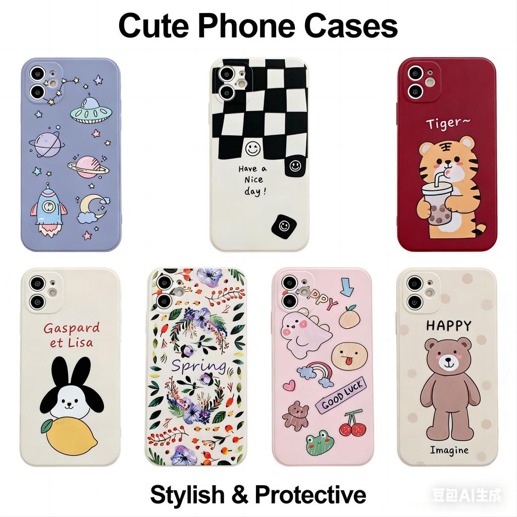 เข้ากันได้กับ ไอโฟน 11 เคสหนาสีเหลืองสีดํา 2026 ใหม่การ์ตูนน่ารักสุนัขหนาแฟชั่น