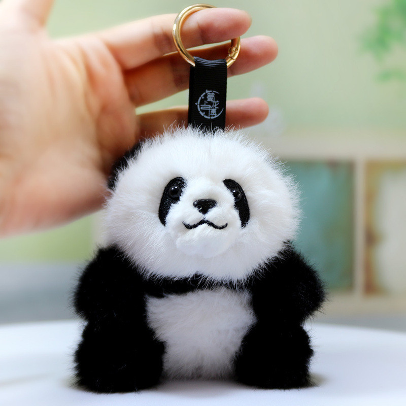 基地款熊猫挂花花七仔小号背包挂饰可爱毛绒公仔礼物纪念品3-25Basic Panda Pendant Flower Qizai Small Backpack Ornament Cute Plush D