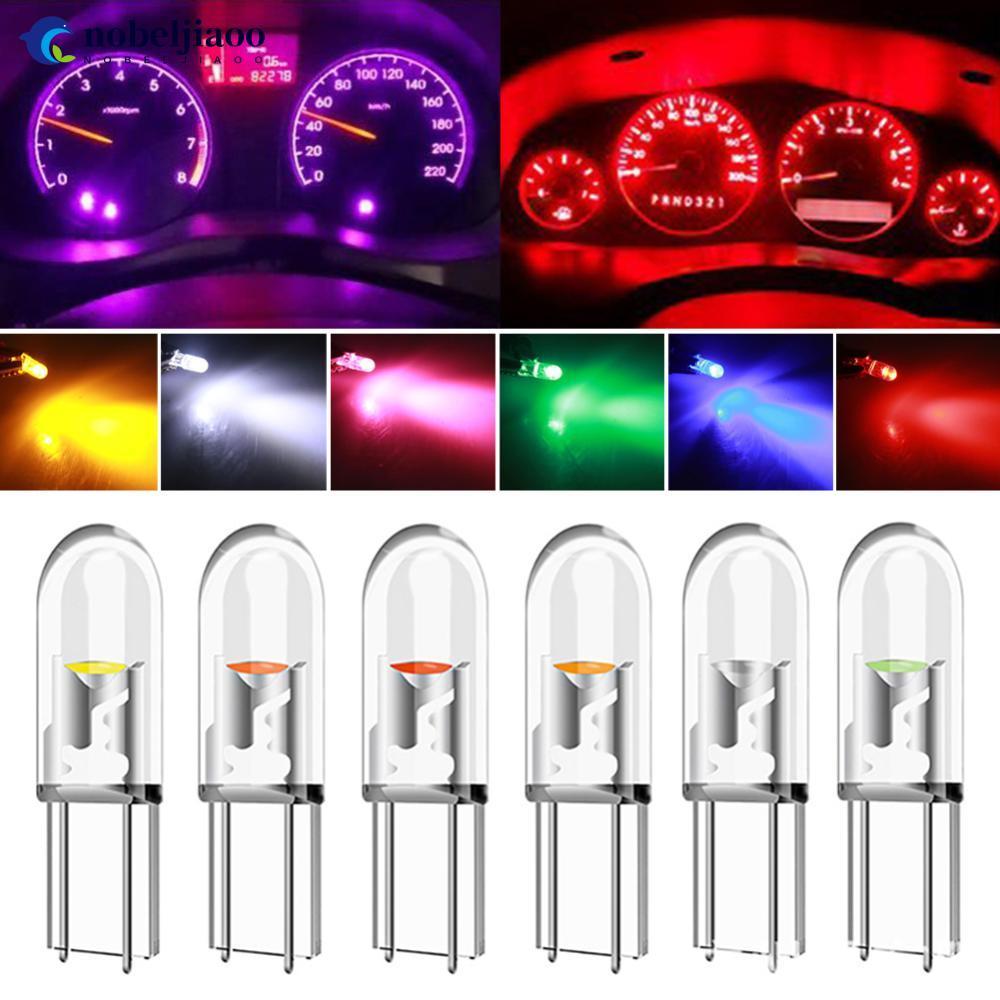 NOBELJIAOO 10 ชิ้นโปร่งใส T5 LED W3W COB หลอดไฟ LED เครื่องมือรถไฟแสดงสถานะโคมไฟอ่านหนังสือ Auto ภาย