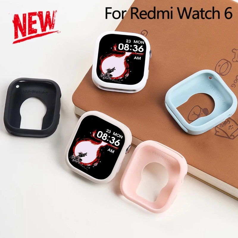 สมาร์ทวอท์ชซิลิโคนอ่อนนุ่มสําหรับ Redmi watch6 ไม่มีป้องกันหน้าจอกรอบกันชนสําหรับ Redmi Watch 6 Hollow Anti-fall กรณีฝาครอบ
