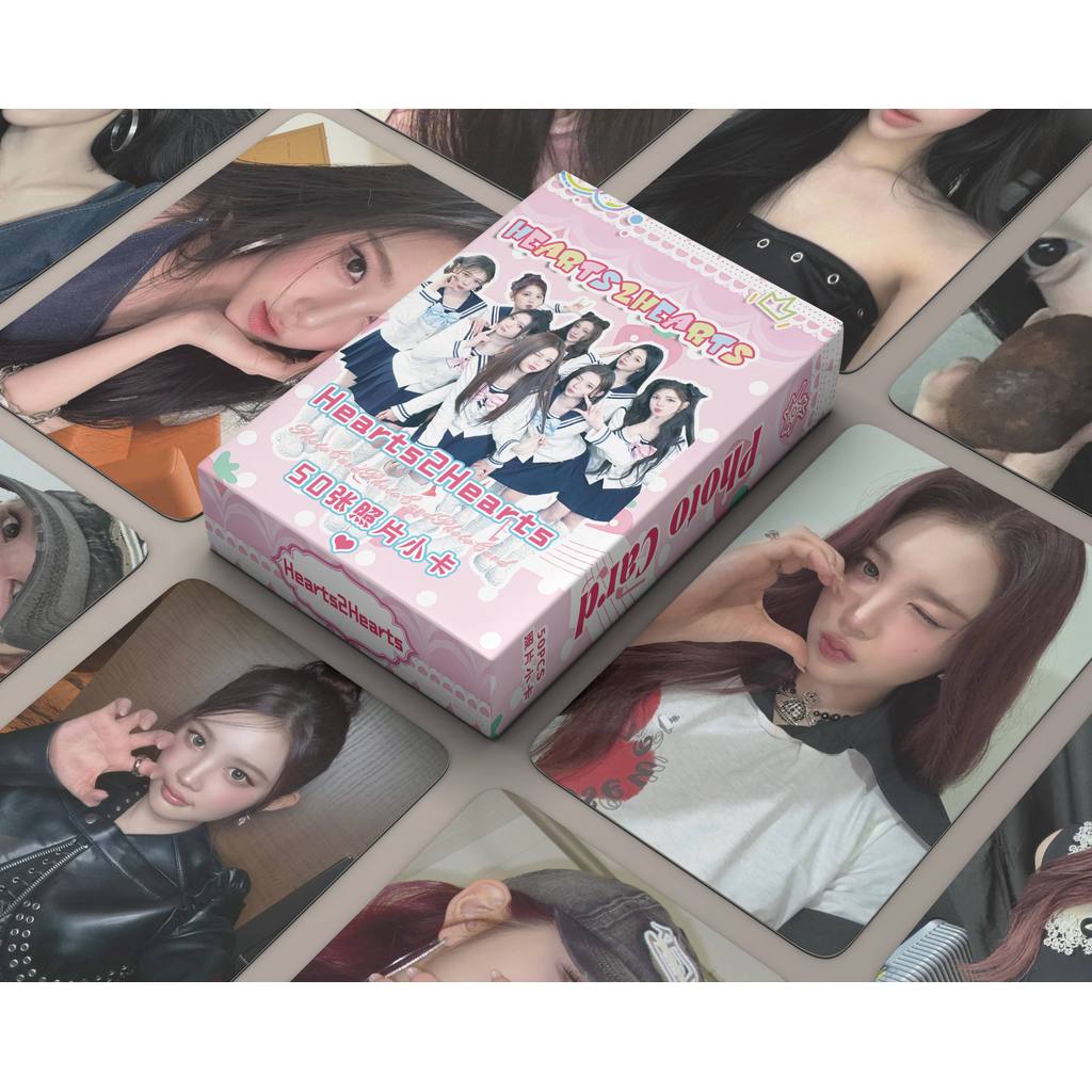 2-50pcs H2H Hearts2Hearts FOCUS Lightstick Key Chain การ์ด Lomo Chase Makestar Soundwave POB Photoca