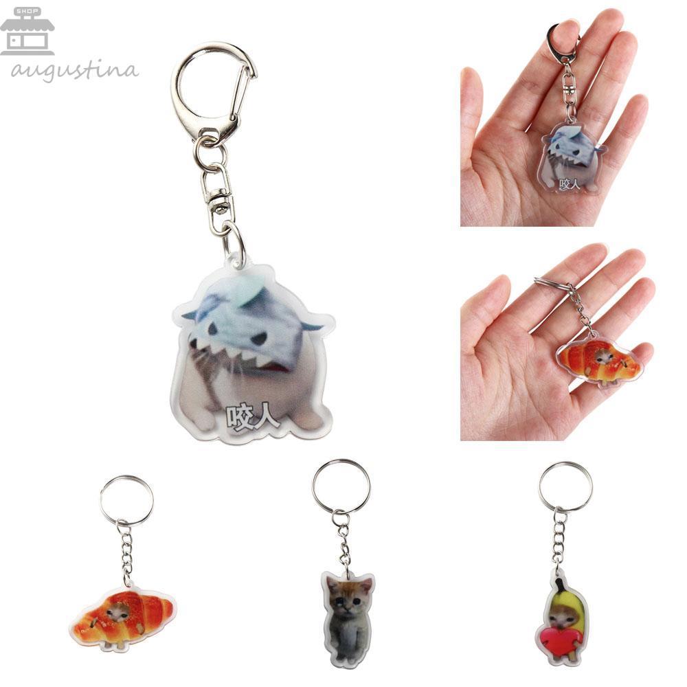 AUGUSTINA Banana Cat โซ่โทรศัพท์มือถือ, จี้พวงกุญแจ Happy Banana Cat พวงกุญแจ, ตกแต่งกระเป๋าเป้สะพาย