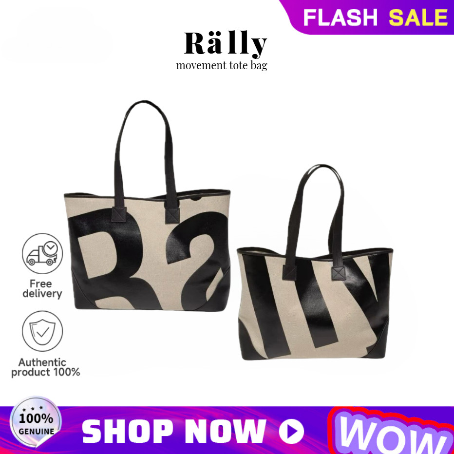 【สินค้าพร้อมส่ง】แท้100% Rally Movement Tote bag ทอลายโลโก้ กระเป๋าทรง Tote rally the bag ของแท้ กระเ