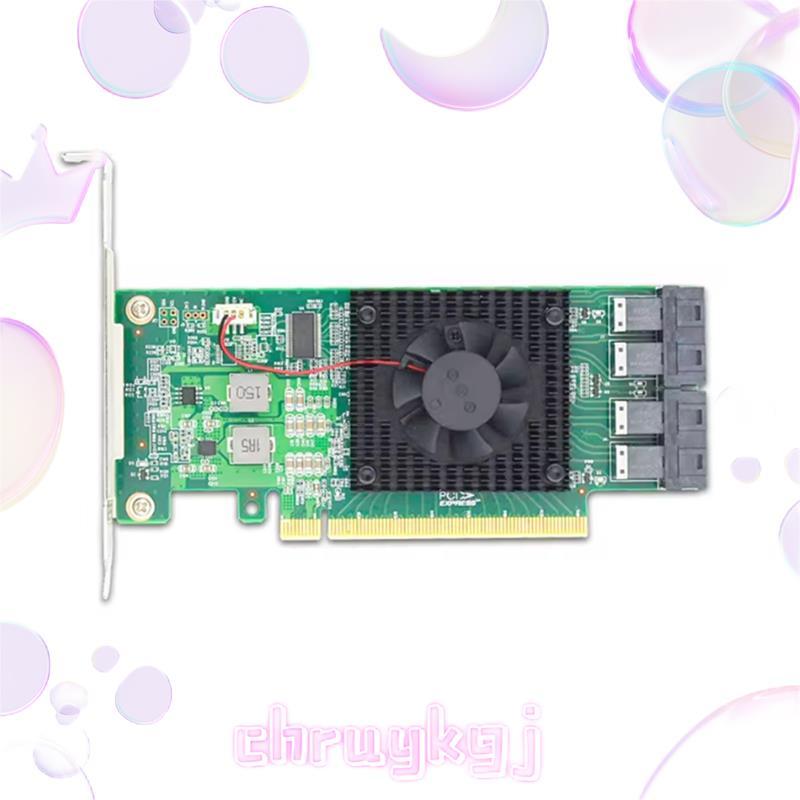 PCIe3.0 X16 ถึง 4 X U.2 NVMe SSD สวิทช์อะแดปเตอร์ PLX8747 Controller,ไม่ถอดเมนบอร์ด Bifurcation chru