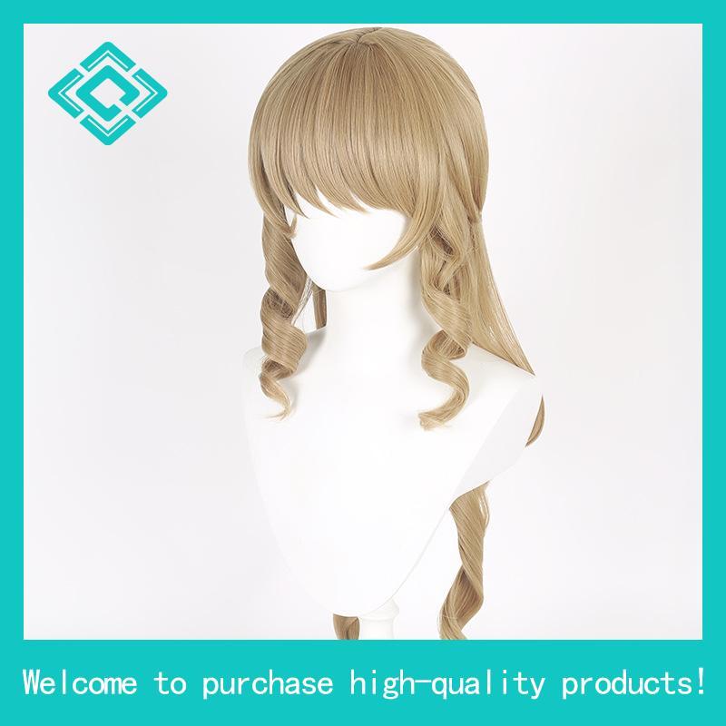 【Manmei】Genshin Impact Fontaine Navia Cosplay Wig 95cm Long Curly Linen Gold Heat Resistant Syntheti