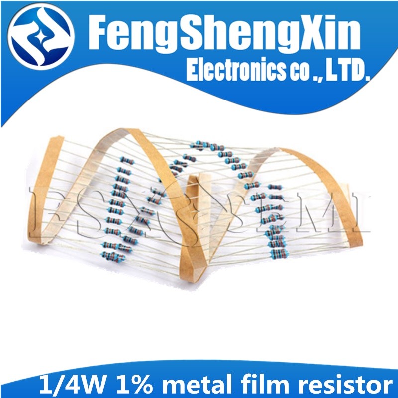 100pcs 1/4W 1% โลหะฟิล์ม resistor 1M 1.2M 1.5M 2M 2.4M 3.6M 4.7M 5.1M 6.8M 7.5M 9.1M 10M 12M 15M 18M