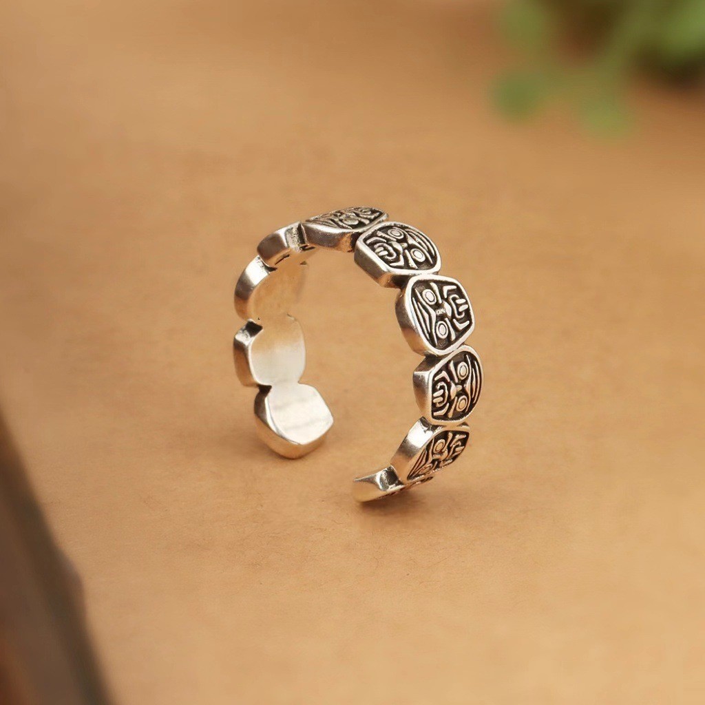 Retro เก่า Craftsmanship Zakiram แหวนหญิงเปิดปรับแฟชั่น Niche Creative Index Finger แหวน Vintage เก่