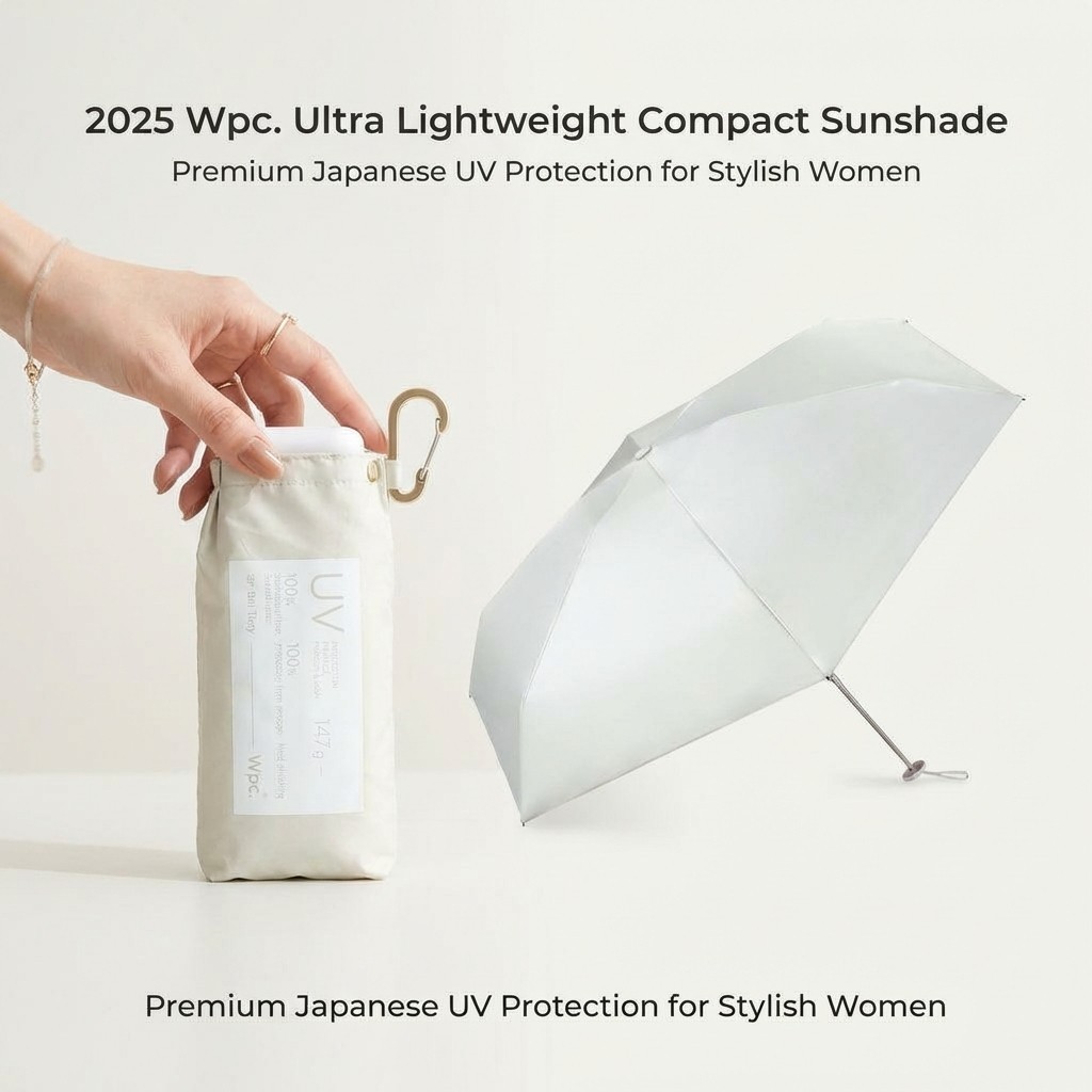 2025 Wpc. Ultra Lightweight Compact Sunshade - 100% UV Protection, UPF 50+, Heat Insulation, Foldable Umbrella for Women. Perfect for Commuting, School, Travel, and Stylish Outfits. Multiple Colors Available.