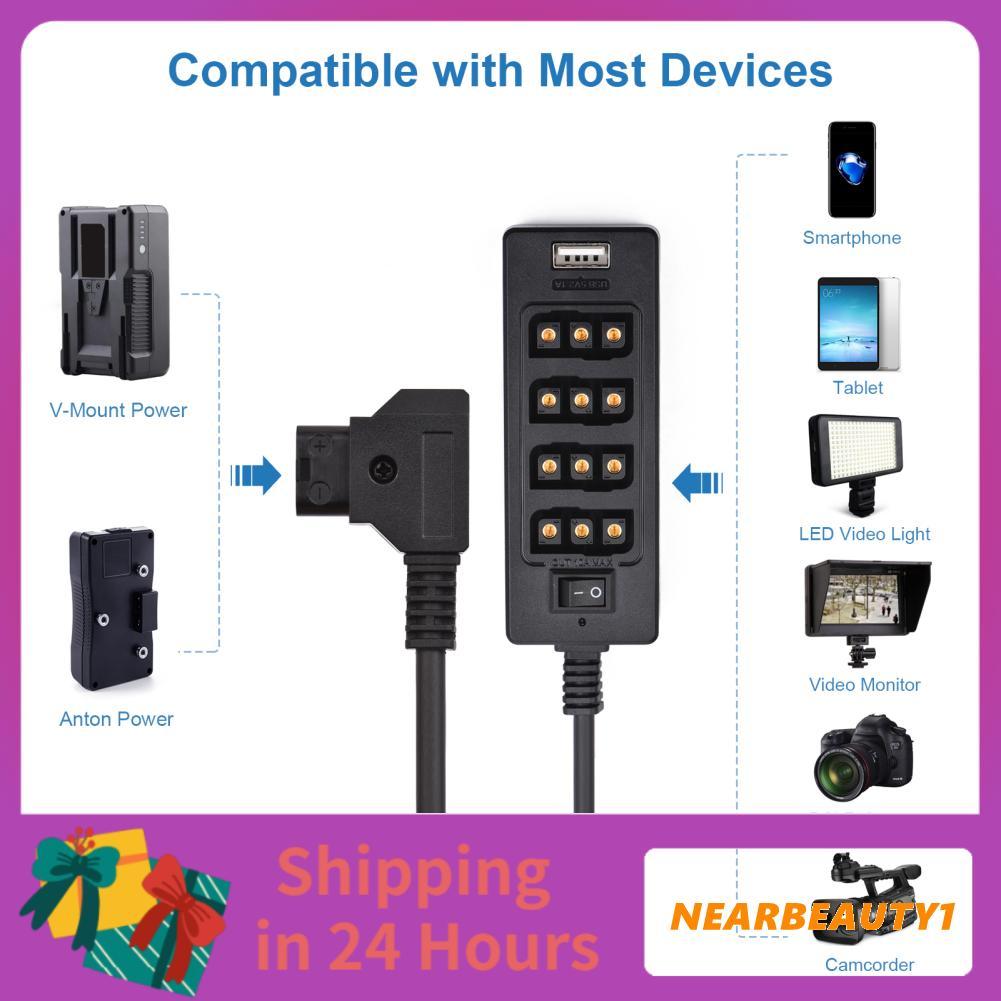 Nearbeauty1 Nearbeauty1 Andoer D-Tap B ประเภทซ็อกเก็ต D-Tap ชาย 8 พอร์ตหญิง Splitter ขั้วต่อสายไฟพร้