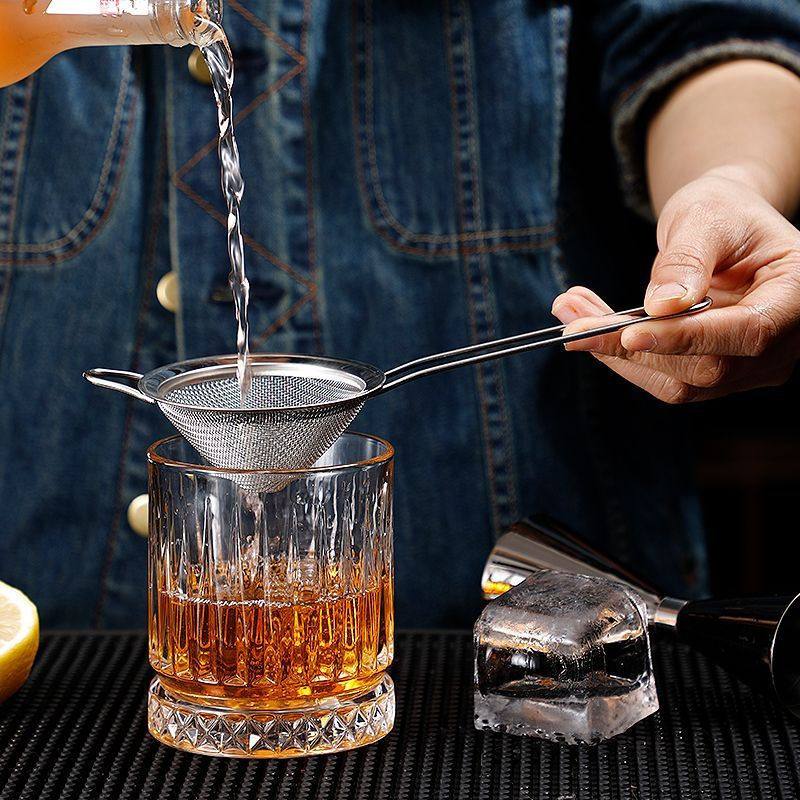 New Product#Double-layer filter spoon for bartending, small strainer spoon, cocktail strainer, ice s