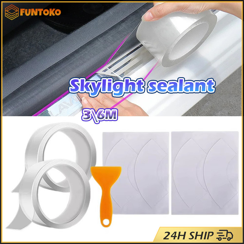 สินค้ามีคุณภาพ เทปกันน้ำกระจกรถยนต์ ยาว3M 6M เทปกันน้ำขอบซันรูฟ สีใส กว้าง4.5CM กันน้ำรั่วซึม หนา3MM