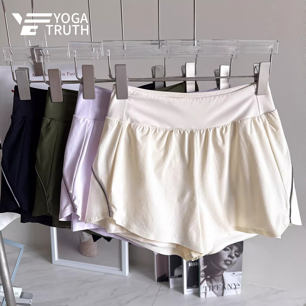 YOGATRUTHSports กางเกงขาสั้นซับกระเป๋าด้านข้าง ระบายอากาศได้ดี กางเกงสำหรับฟิตเนสและขี่จักรยาน