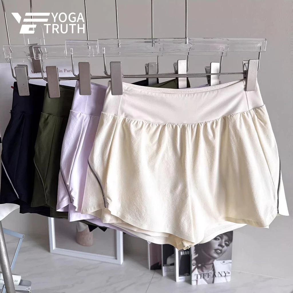 YOGATRUTHSports กางเกงขาสั้นซับกระเป๋าด้านข้าง ระบายอากาศได้ดี กางเกงสำหรับฟิตเนสและขี่จักรยาน