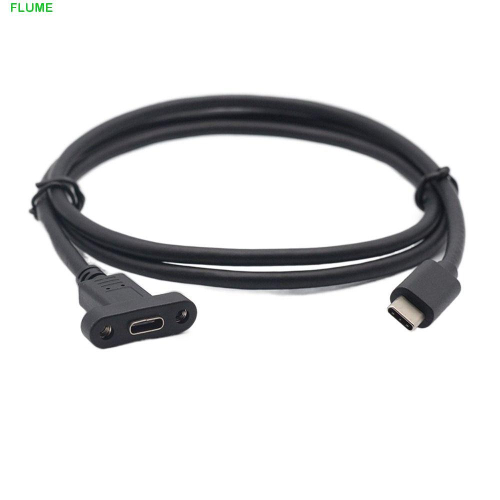 FLUME ประเภท C สายต่อพร้อมน็อต 0.3 M/0.5 M/1 M/1.5 M ประเภท C USB3.1 แผง Mount ชายหญิงล็อคสายเชื่อมต