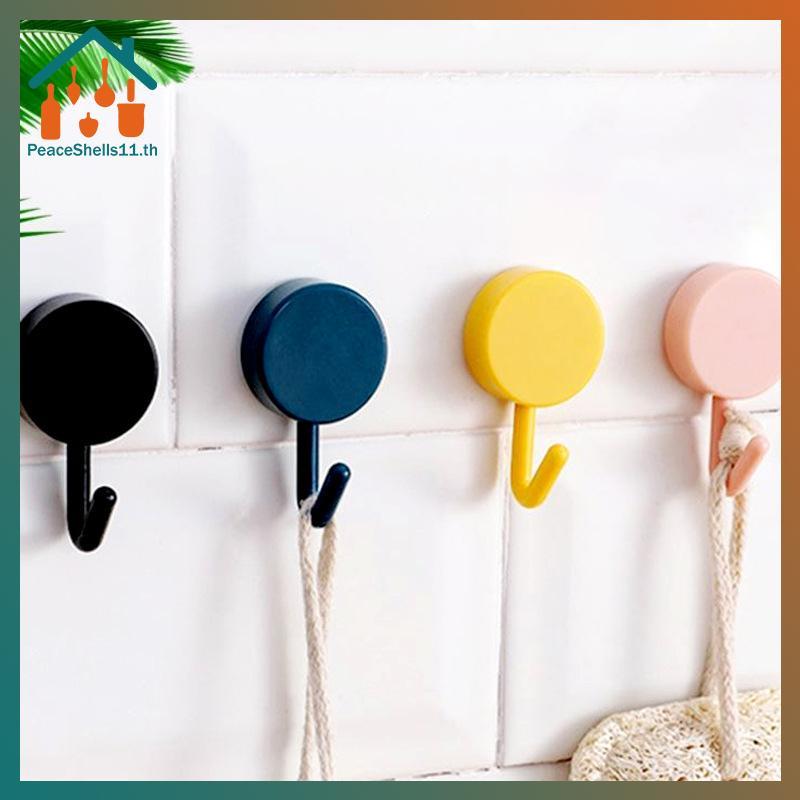 PeaceShells 1PCS สี Self-adhesive Wall Hook Strong Non-เจาะเสื้อขนาดใหญ่กระเป๋าประตูห้องน้ําผ้าเช็ดตัวห้องครัว Ra Hook TH