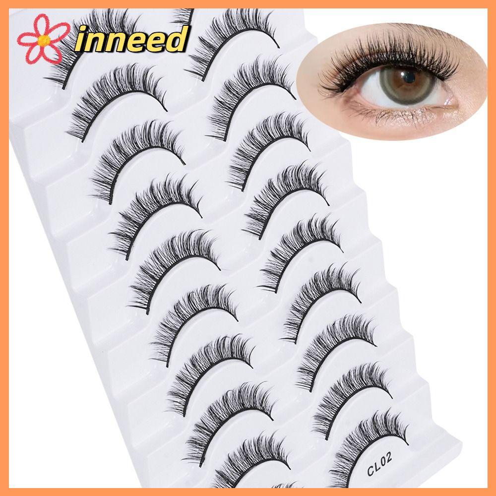 INNEED 10 คู่ Faux Mink Lash, Handmade Full Strip ขนตาปลอม, Beauty Cruelty-free Natrual ยาวขนตาปลอม Eye Lash Extension