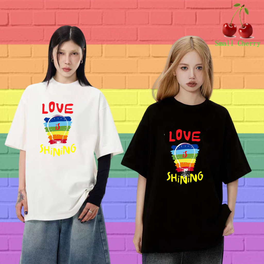 🔥เสื้อเฮีย🔥Pride Month Gay Lesbian Rainbow เสื้อยืด #006 Pride Month Rainbow ลายพิมพ์เสื้อคอกลมแบบแฟ