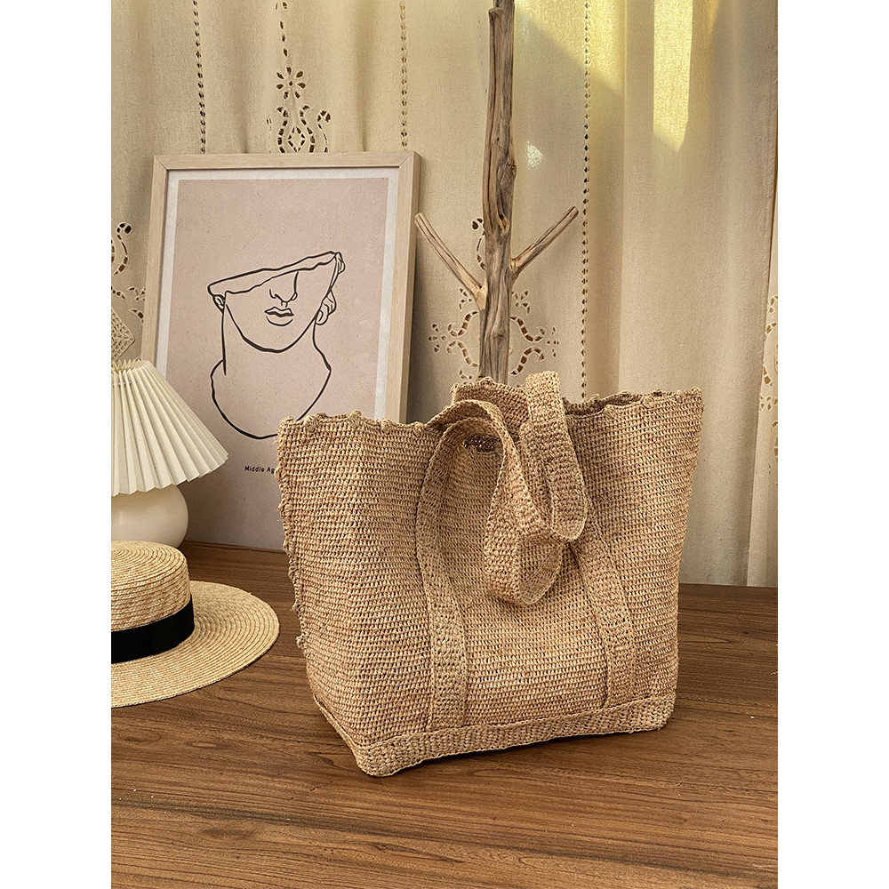 Hand-woven beach bag for women, large capacity2025New holiday straw woven bag, woven commuter tote b