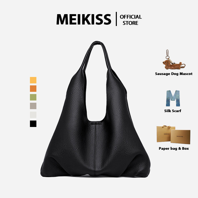 MEIKISS กระเป๋า Hobo Bag ใบใหญ่ หนังนิ่มลายลิ้นจี่พรีเมียม จุเยอะมาก ใส่ iPad/A4 ได้ เรียบหรู 2026