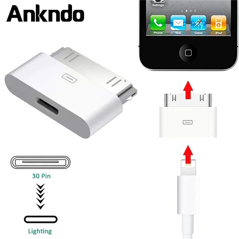 Ankndo USB C ถึง 30Pin อะแดปเตอร์ 8Pin ชาย 30 Pin หญิงชาร์จ Sync Converter สําหรับ IP 4 4S Pad 2 3 สายชาร์จ