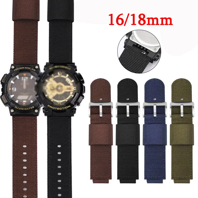 สายนาฬิกาไนลอนสําหรับ Ca--sio AE1200 GM110 GM2100 GA900 AQ-S810 W-218H GA-100 MRW-200H MRW-S300 16 ม