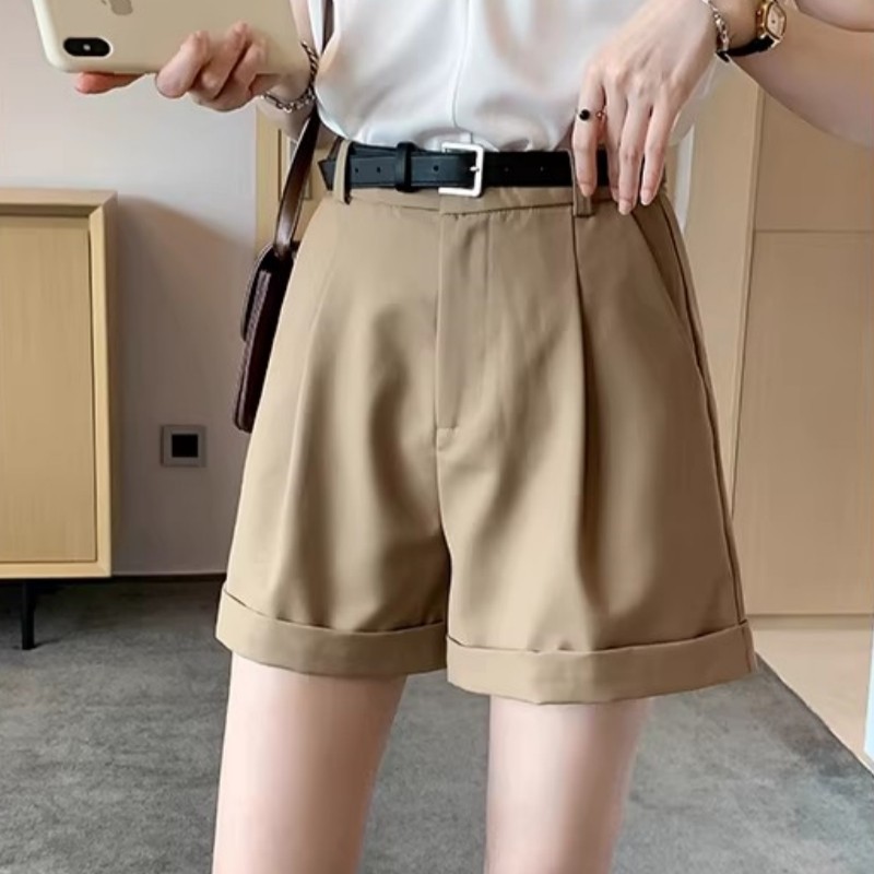 Bived S-6XL ของผู้หญิง กางเกงขาสั้น เอวสูง เอ-ไลน์ หลวม กางเกงขากว้าง ผ้าบาง (ไม่มีเข็มขัด) ราคา ถูกที่สุด ดีลบีเคเค