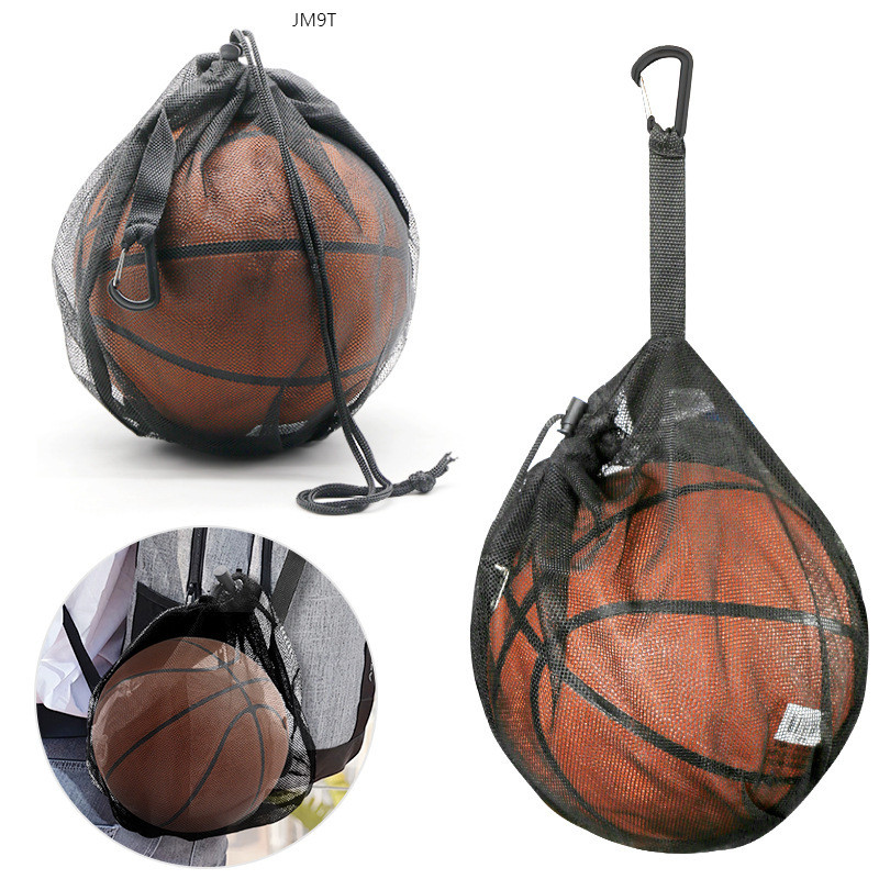 JM9T-Black Training Basketball Bag With Hook Basketball Football And Volleyball Storage Bag Drawstri