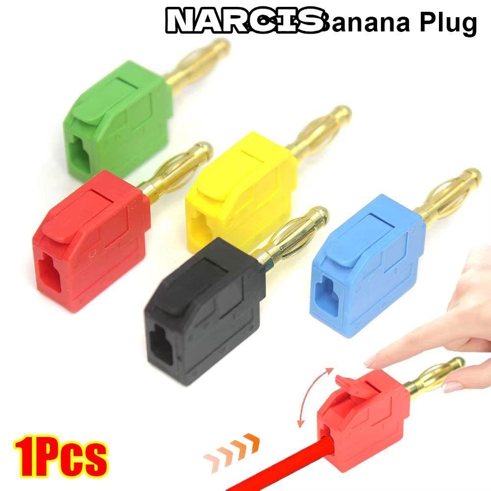 NARCIS 1 ชิ้น Quick Connect Banana Jack, ทองเหลือง Solderless Banana Plug, High Current 32A 4 มม.สาย