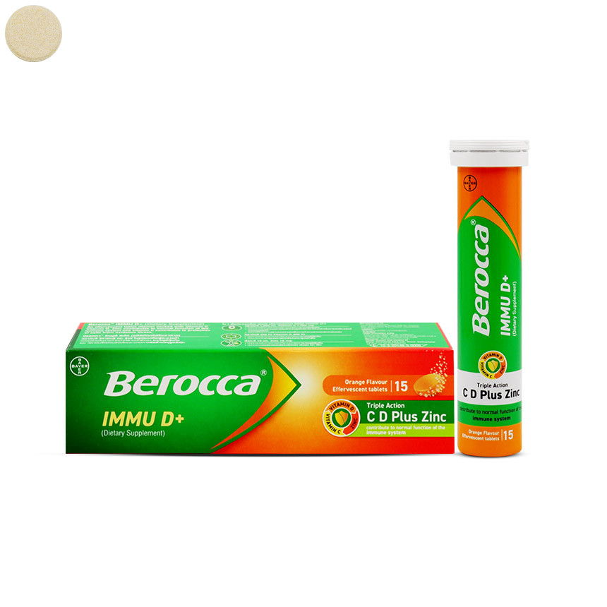 Berocca IMMU D+ รสส้ม หลอด 15 เม็ด