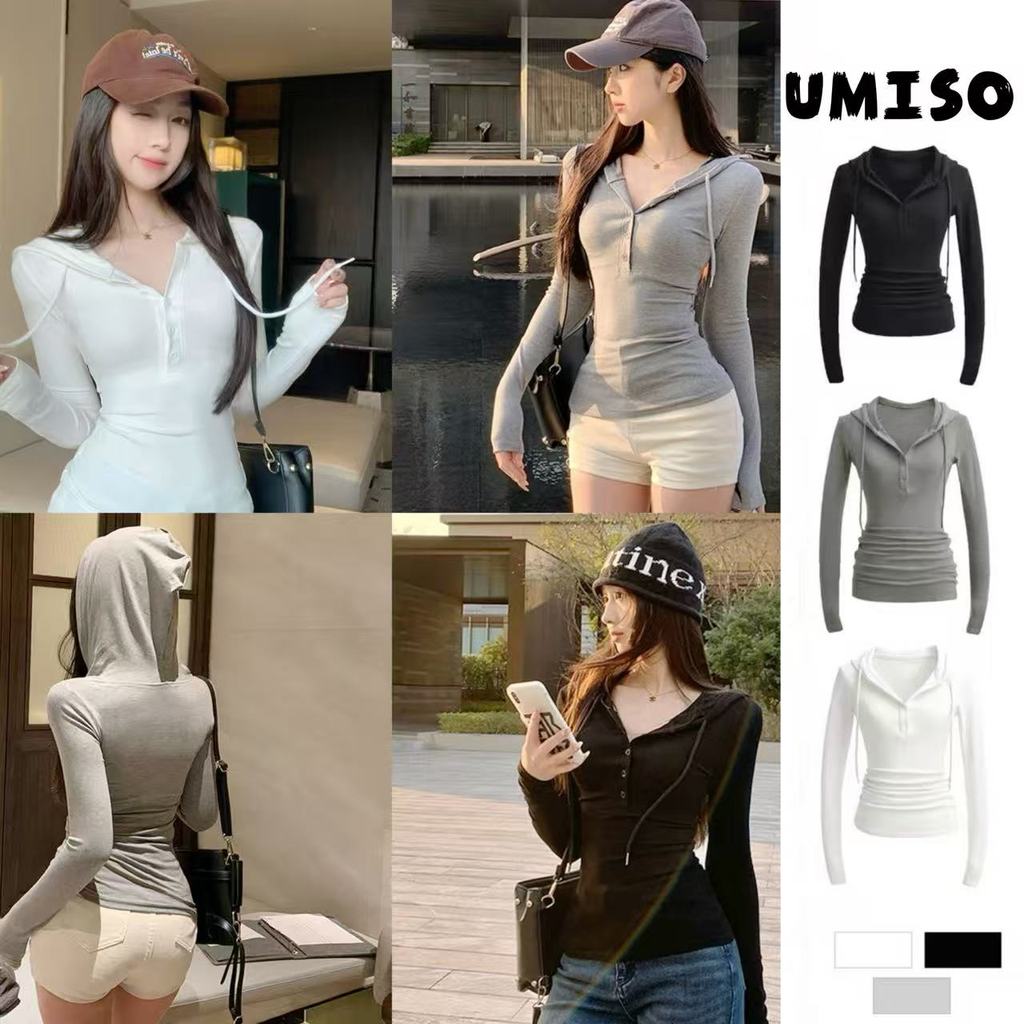 ส่งไวจากไทย เสื้อผู้หญิง มีฮู้ด เอวเข้ารูป ดีไซน์หวานเซ็กซี่ ใส่แล้วสวย เลือกได้ 3สี UMISO