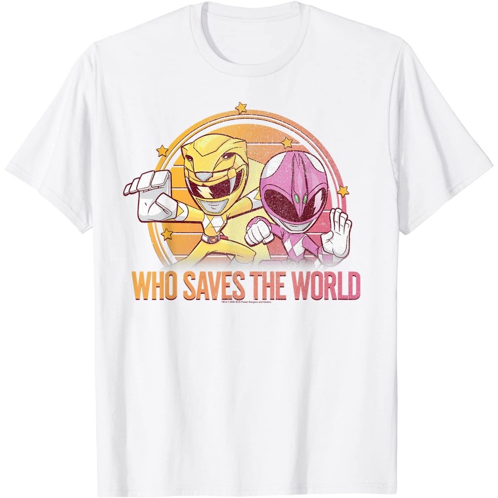 Adult Power Rangers Pink & Yellow Ranger Who Saves The World T-Shirt