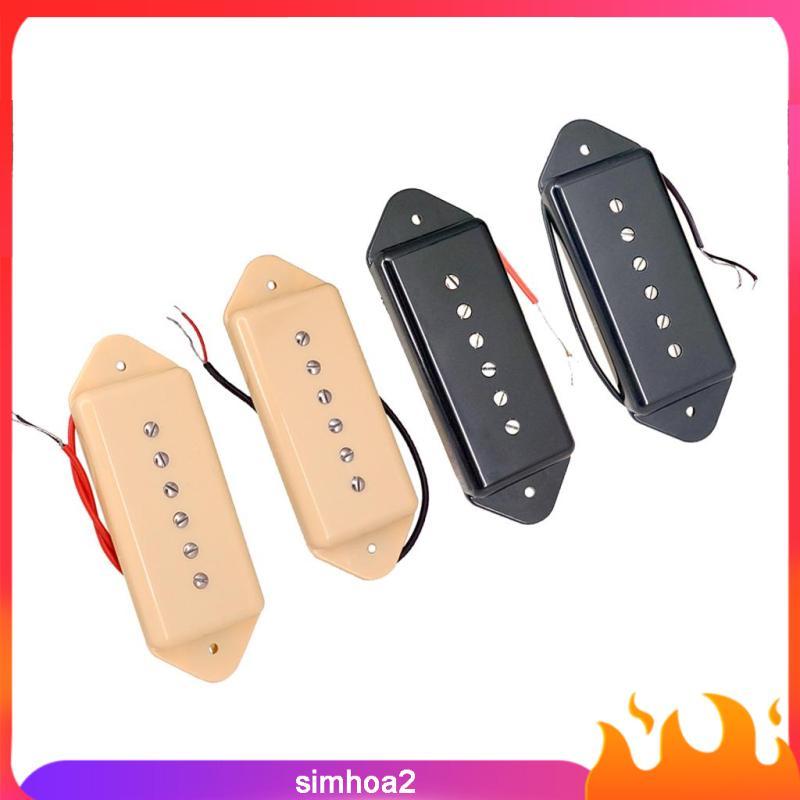 [Simhoa2] 2 ชิ้น Soapbar P90 รถกระบะกีตาร์คอและสะพานสําหรับ LP กีตาร์ไฟฟ้าสีดํา