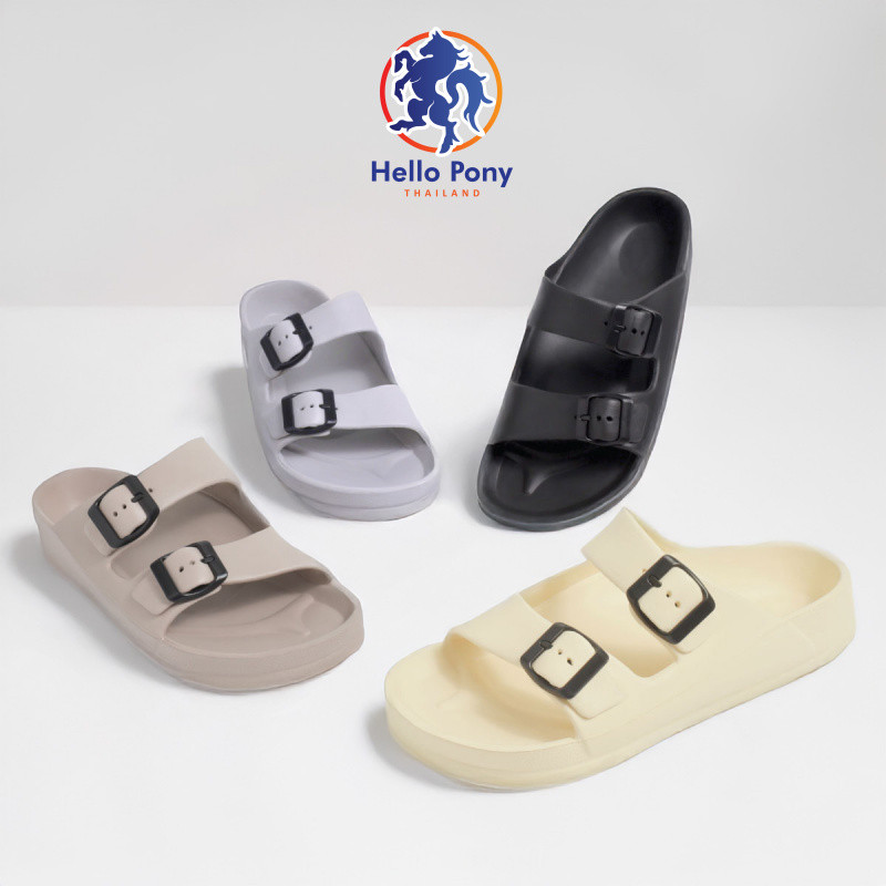 Hello Pony รุ่น MHM4015 รองเท้าแบน รองเท้าแฟชั่น แฟชั่นผู้หญิง และผู้ชาย EVA นุ่ม ใส่สบาย กันลื่น Size 36-44