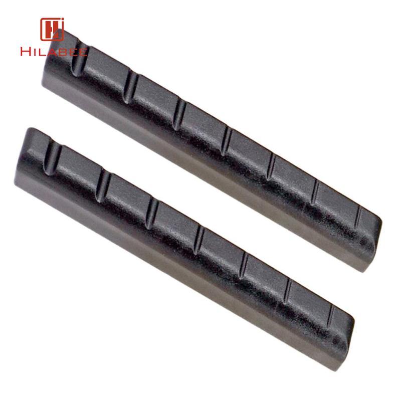 [hilabee] 2 ชิ้นพลาสติกสีดํา Slotted Nut & Saddle สําหรับอุปกรณ์เสริมกีตาร์อูคูเลเล่ 7 สาย