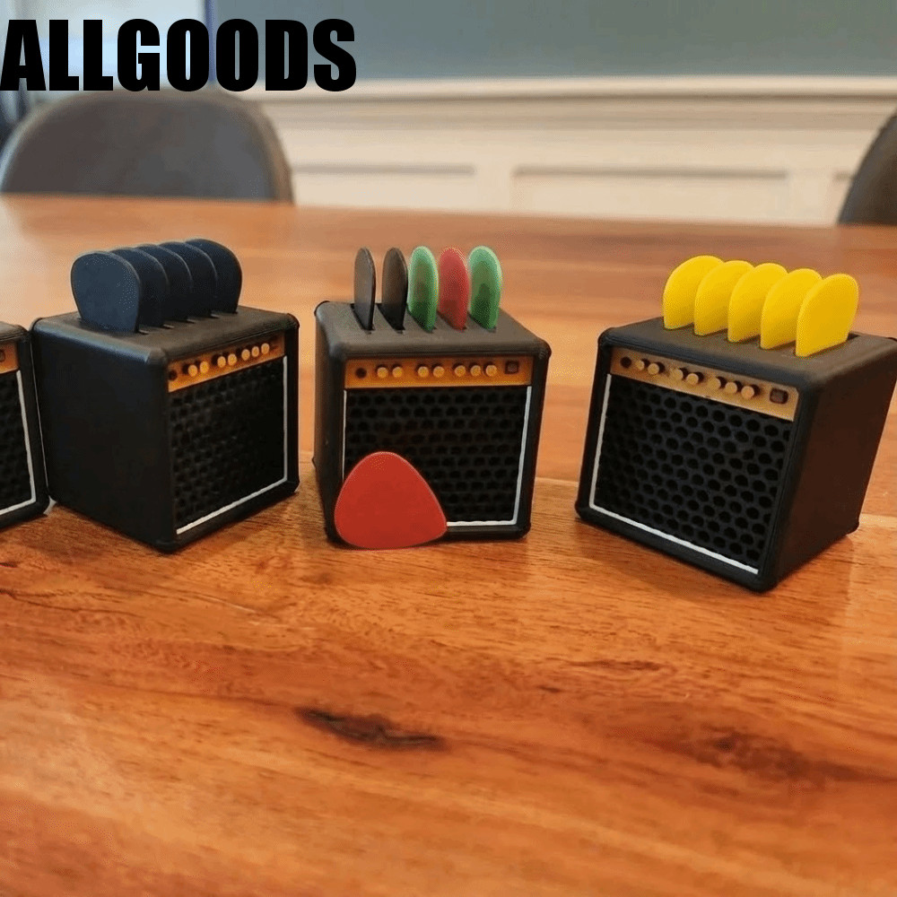 ALLGOODS กล่องแสดงปิ๊กกีตาร์,กันฝุ่น 3D พิมพ์ผู้ถือกีตาร์,ที่ไม่ซ้ํากัน Creative ลําโพงกีตาร์ออกแบบ Retro กีตาร์ Picks Organizer สําหรับคนรักกีตาร์